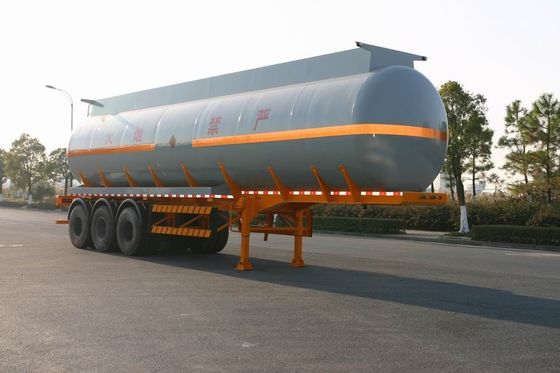Chemical Liquid Tank Truck Semi Trailer With 3 Bpw Axle , Steel Aluminum